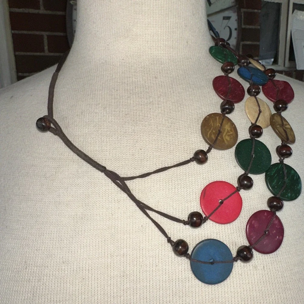 Wooden Bead Necklace Statement Boho Beaded Necklace